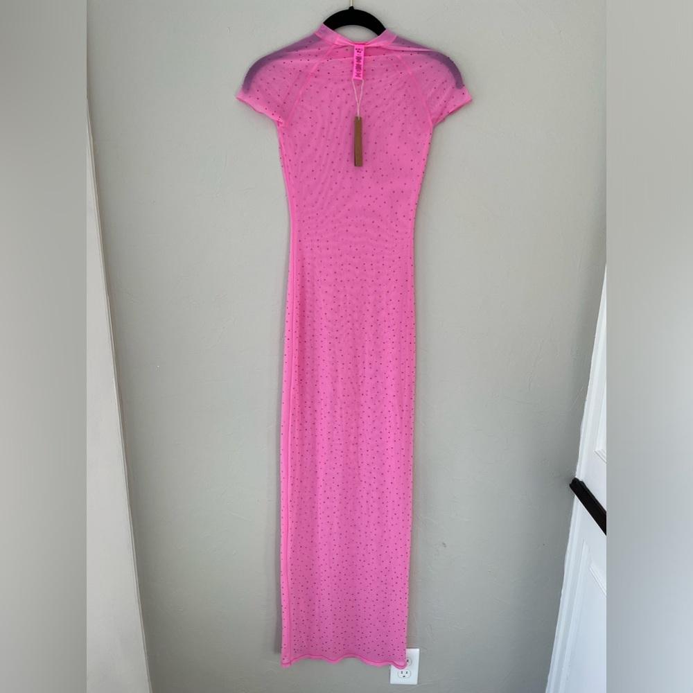 💖SKIMS MESH RHINESTONE SWIM LONG DRESS COVER UP TAFFY XXS - Picture 2 of 8
